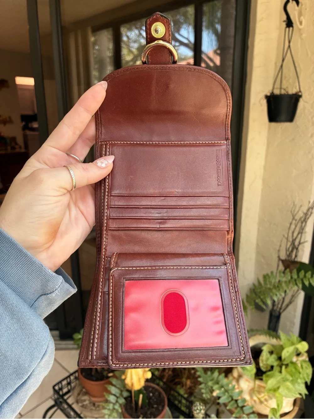 Vintage Dooney & Bourke Signature Monogram Trifold Wallet